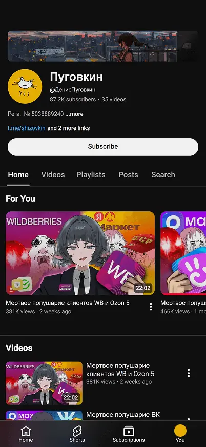 YouTube канал Пуговкина